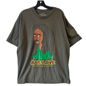 Million Dolla Motive Mens One Love Graphic T-Shirt‎ Olive XL Bob Marley Style